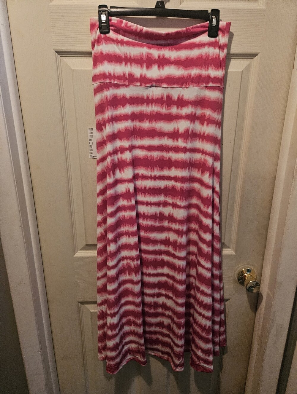 LuLaRoe Small MAXI Tie Dye Raspberry Pink White Stretch Skirt Dress New 🦄